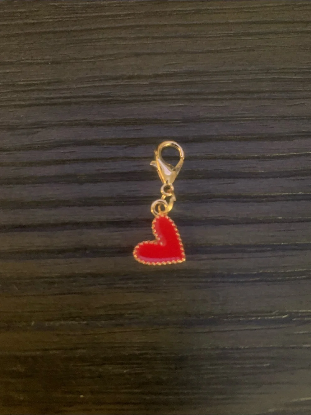 Gold Red Heart Charm Pendant